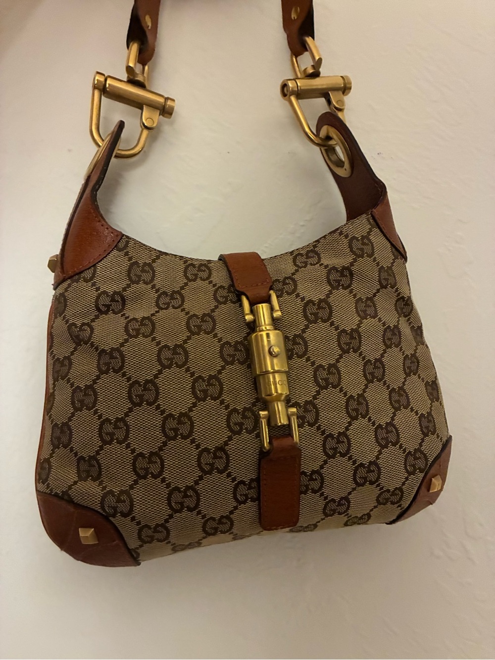 Gucci Brown GG Canvas mini Jackie piston lock Shoulder Bag with Gold Hardware - Picture 3 of 9